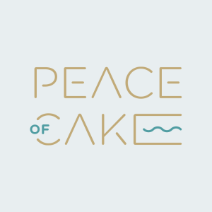 Logo of Peace of Cake, an e-commerce platform for custom cake orders, featuring elegant typography and a minimalist design.